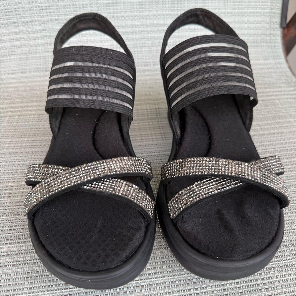 Skechers Rumblers Cali Rumblers Black Sci-Fi Wedge Sandals Size 8 Women Heels